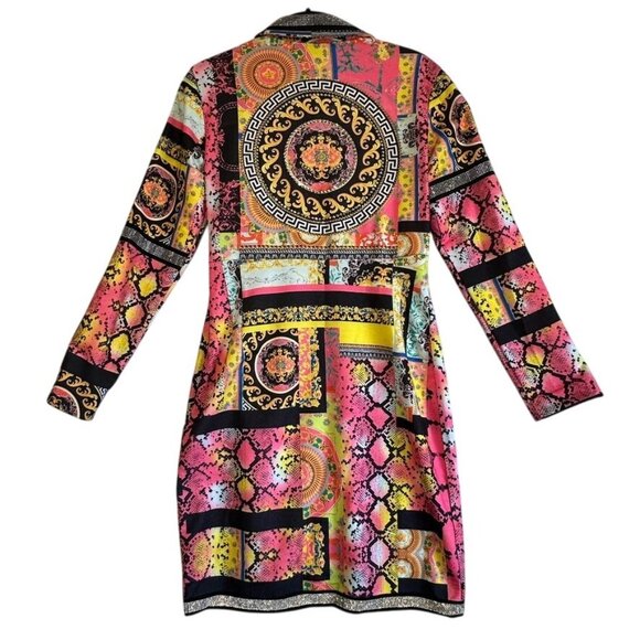 Nice Istanbul Baroque Print Embellished Long Sleeve Mini Bodycon Dress Sz 36 / S - Picture 2 of 9